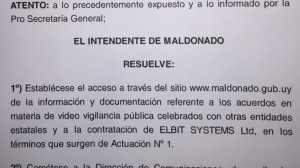 Parte de la resolución del Intendente de Maldonado, poco antes de ser interpelado, para que se liberara toda la información desde hace meses requerida.