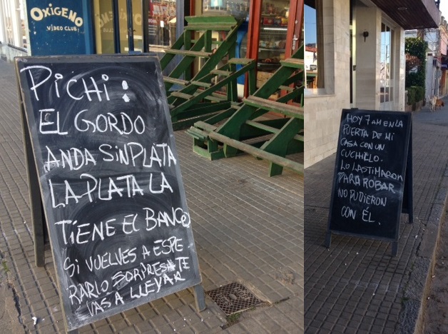 Esto rezaba un pizarrón en las puertas del comercio, el domingo a la tarde.