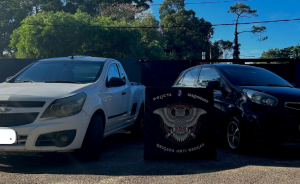 La camioneta y el automóvil incautados por la policía durante la operación "Delfín".