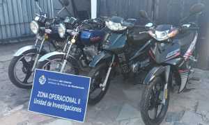 La Policía logró recuperar 4 motos que habían sido hurtadas por la banda que se está desbaratando.