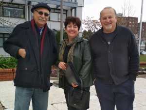 Heber Núñez junto a Susana Hernández y Rafael Meilán, años atrás cuando tenían las conducción del FA de Maldonado.