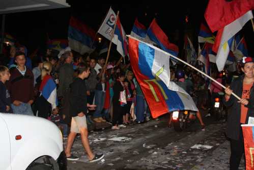 Los frenteamplistas festejaron temprano en el centro de Maldonado, el tercer triunfo consecutivo a nivel nacional.