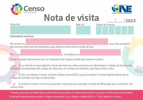 Esta es la nota que dejarán los censistas en las viviendas donde no encuentre a nadie